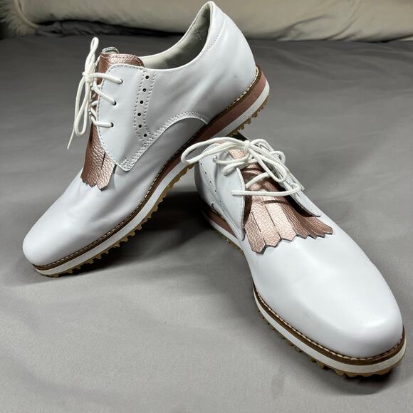 FootJoy Women's Size 10M Sport Retro Golf Shoes Spikeless White Rose Gold EUC - Picture 12 of 16